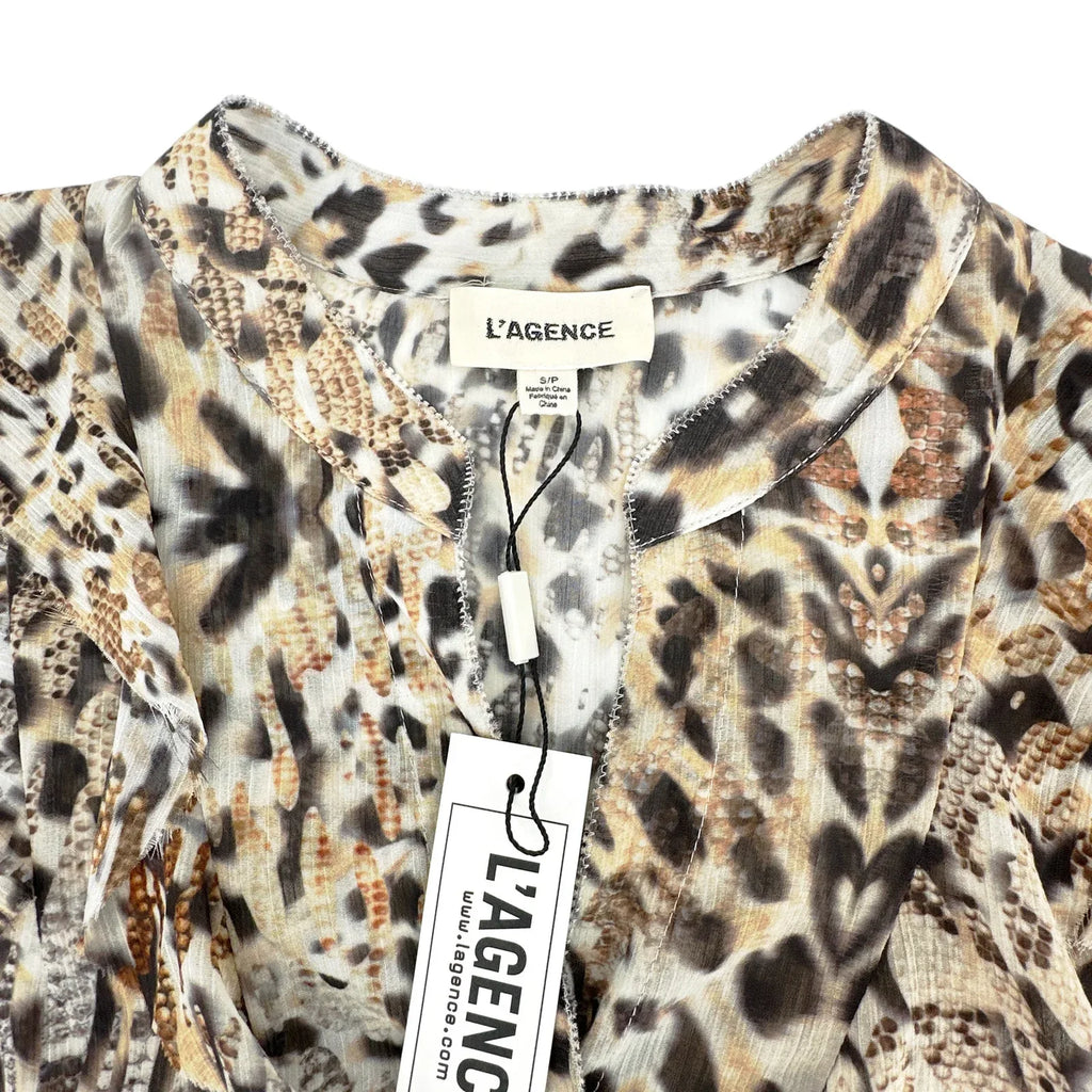 L'AGENCE Nadine Printed Ruffle Blouse In Sundari Lynx S - flyKAMP