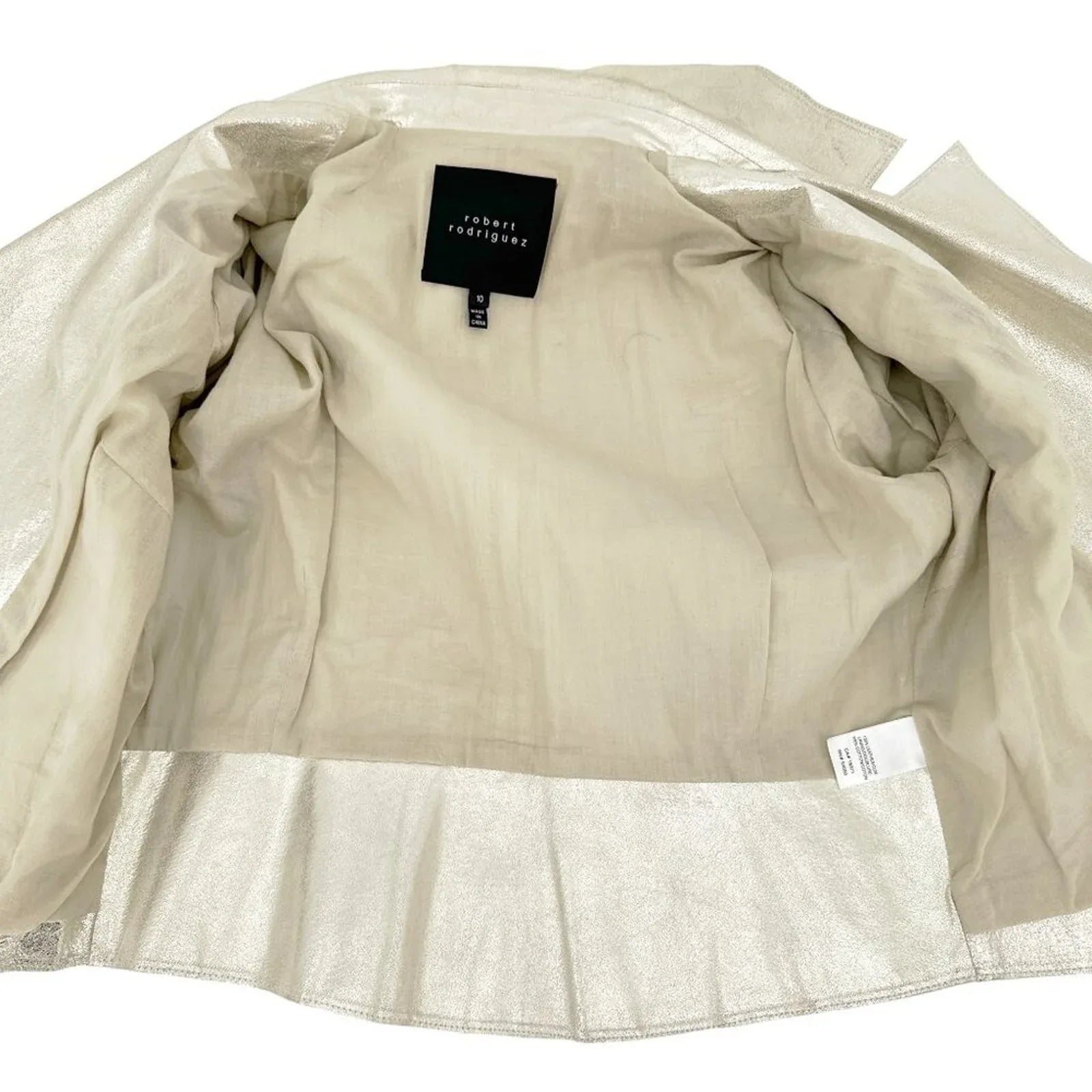 ROBERT RODRIGUEZ Metallic Leather Jacket in Gold 10|M - flyKAMP