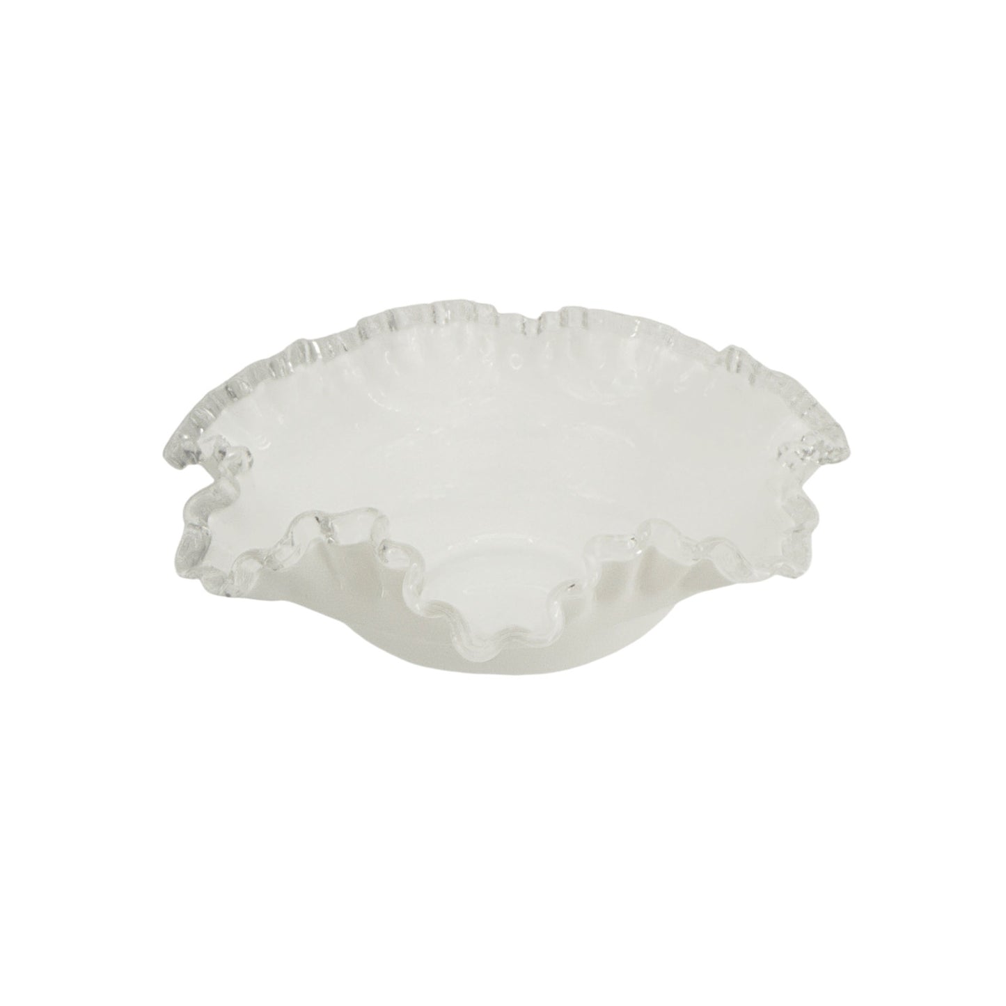 FENTON ART GLASS Vintage Silver Crest Bowl with Ruffle Top