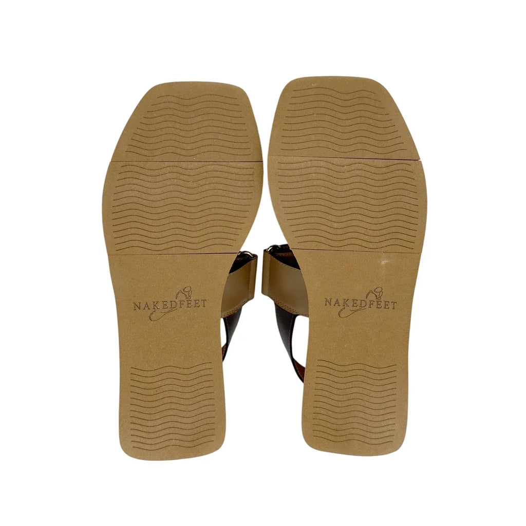 NAKED FEET Paradox in Ecru Wedge Sandals 6.5 - flyKAMP