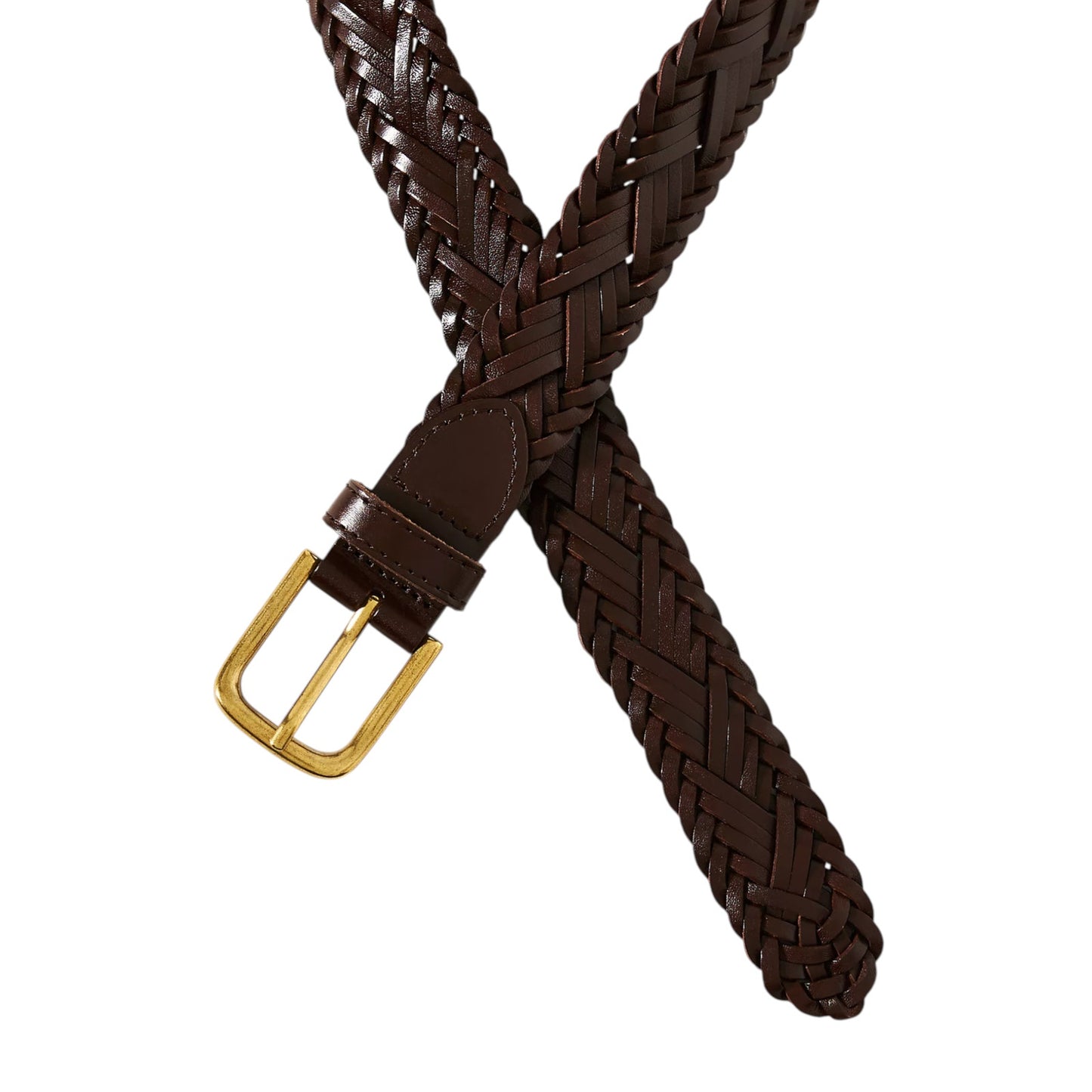 ANTHROPOLOGIE Woven Leather Belt in Brown S