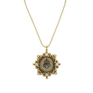 VIRGINS SAINTS & ANGELS VSA Cloister Sacred Heart Charm Necklace Gold Ball Chain