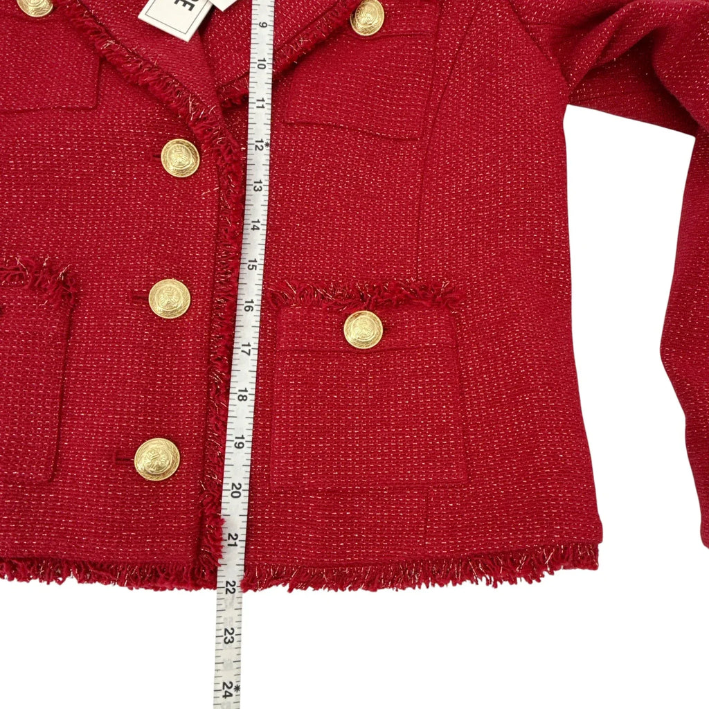 L'AGENCE Sylvia Collared Jacket in Garnet Red & Copper 4 - flyKAMP