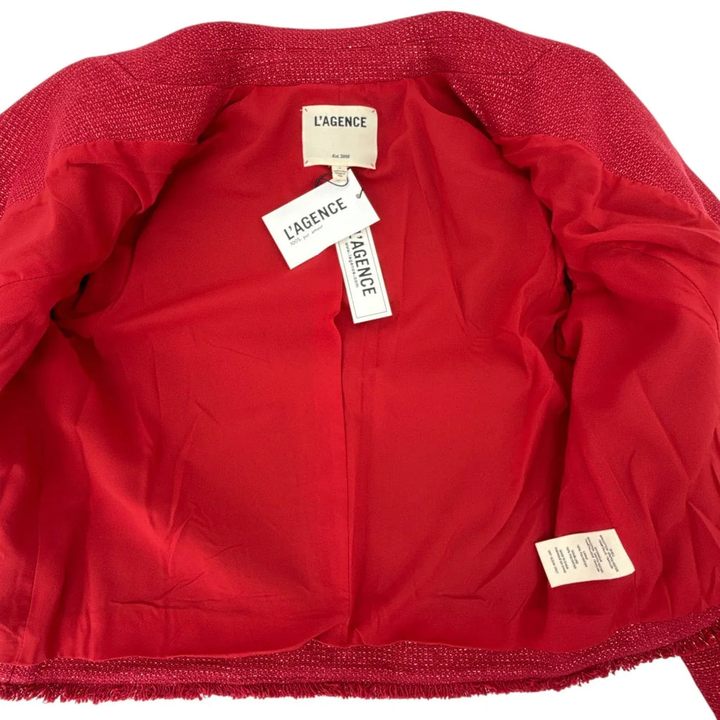 L'AGENCE Sylvia Collared Jacket in Garnet Red & Copper 4 - flyKAMP