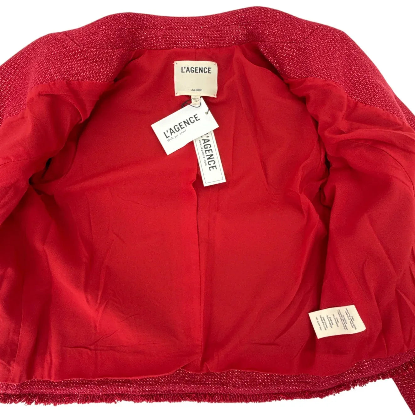 L'AGENCE Sylvia Collared Jacket in Garnet Red & Copper 4 - flyKAMP