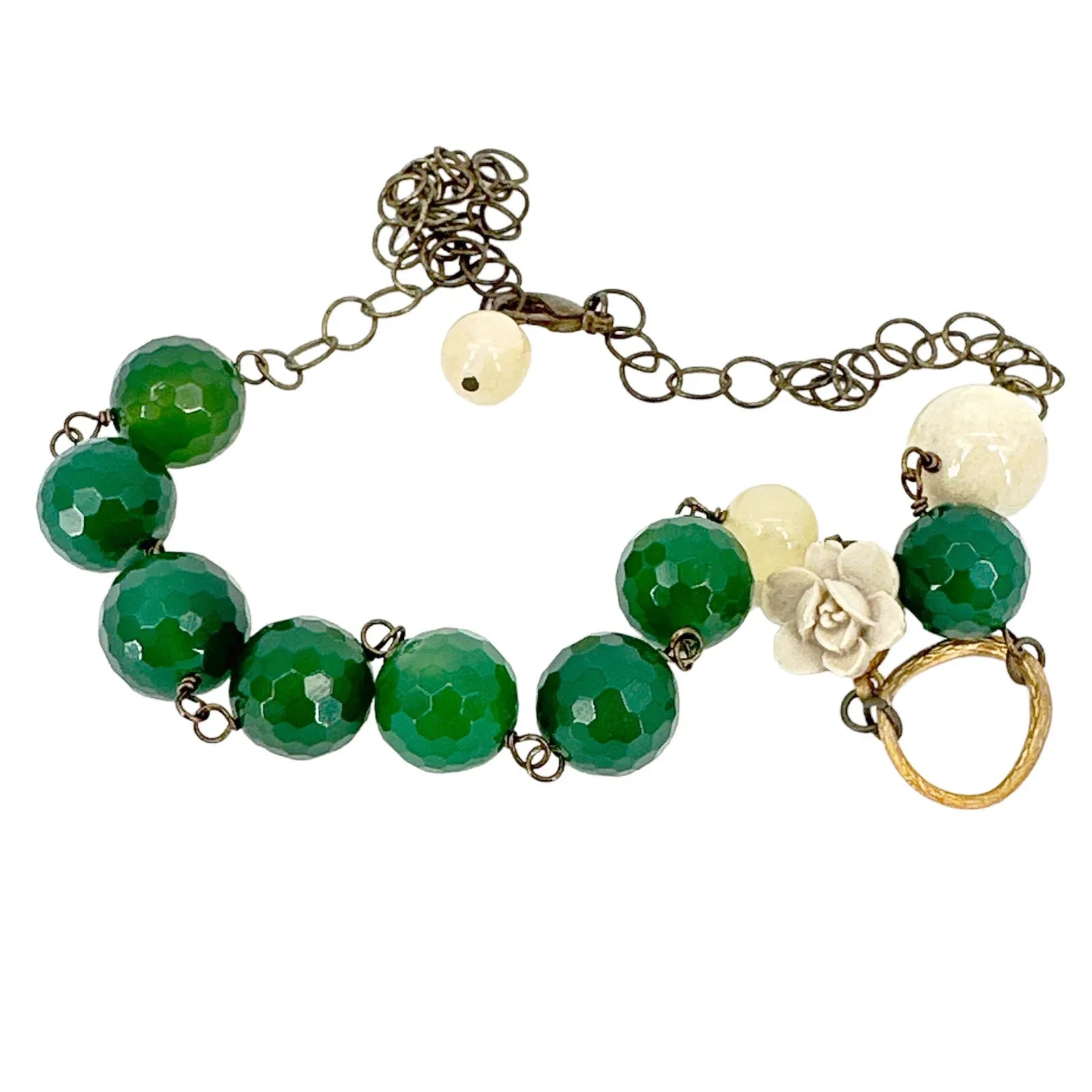 NECKLACE Hand Crafted in Antique Gold & Green - flyKAMP