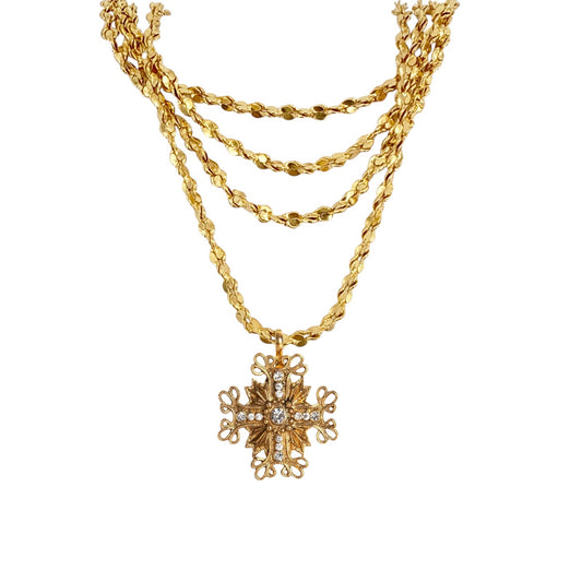 VIRGINS SAINTS & ANGELS VSA Love Chain Necklace with Electra Medallion Gold