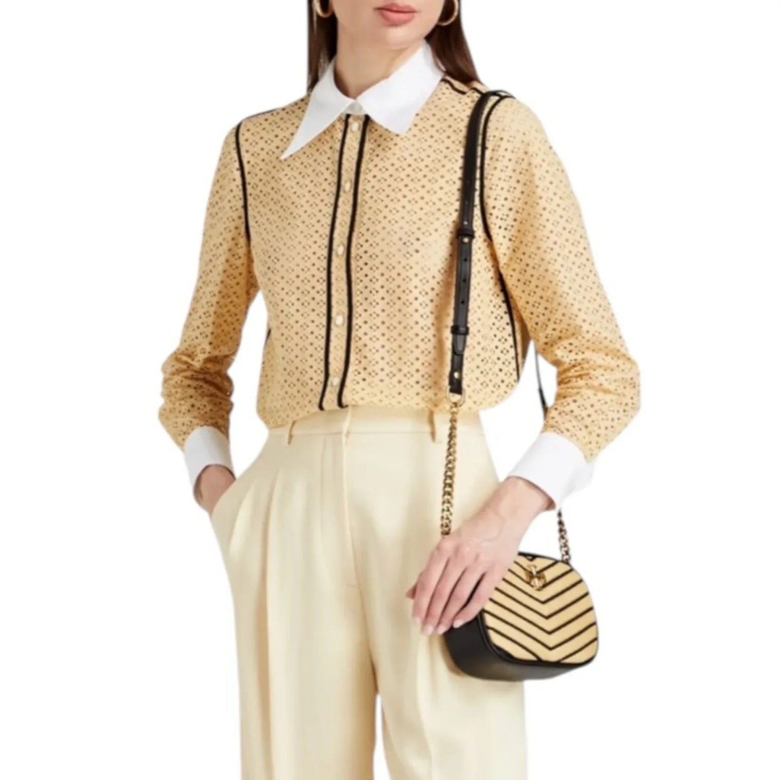 TORY BURCH Honeycomb Eyelet Shirt 6|S - flyKAMP