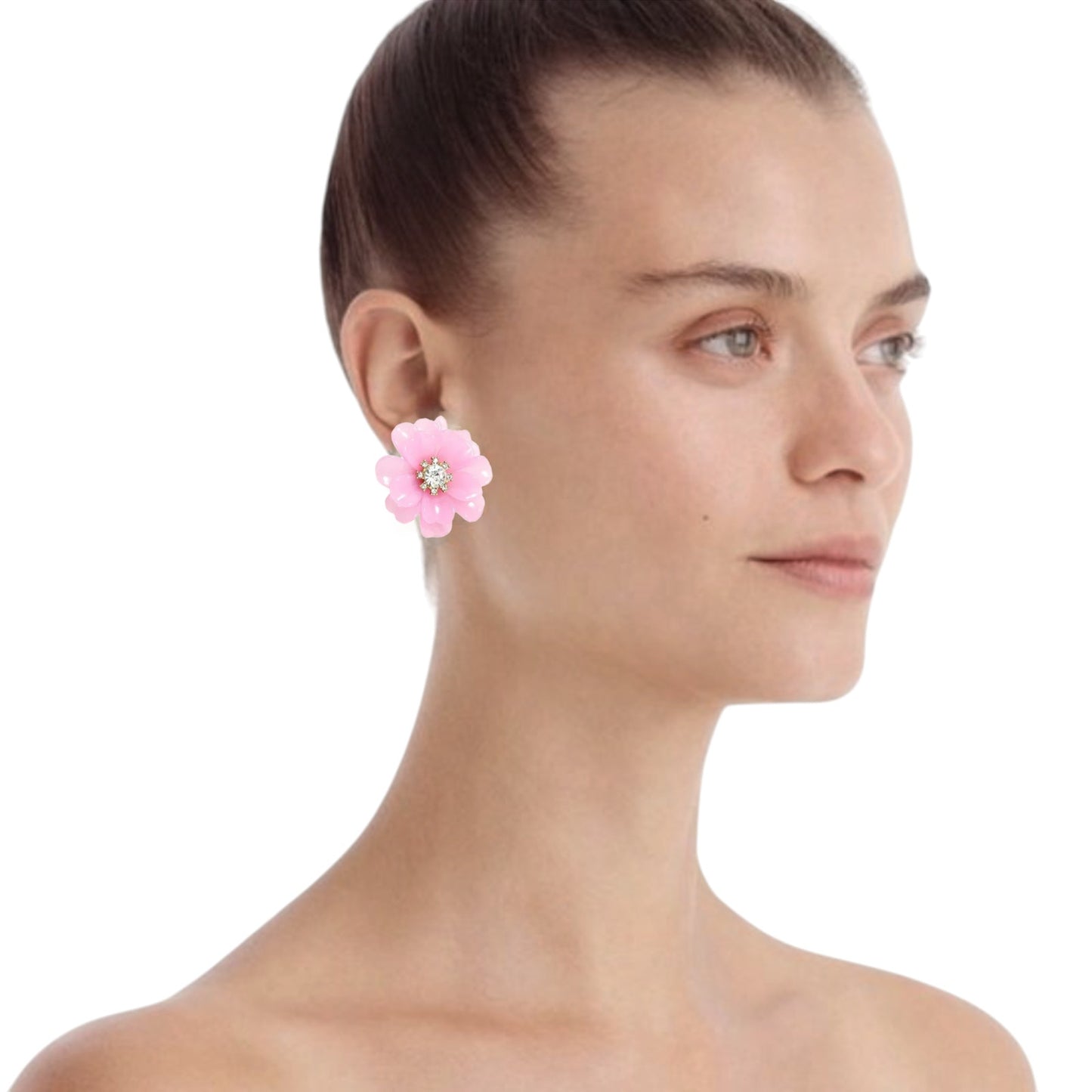 J.CREW Full Bloom Flower Earrings in Cool Pink