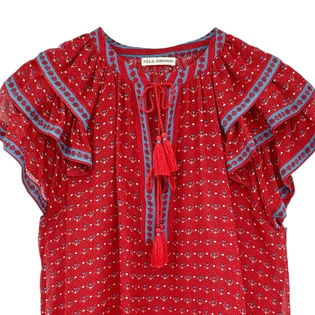 ULLA JOHNSON Silk Top in Scarlet 2|S - flyKAMP