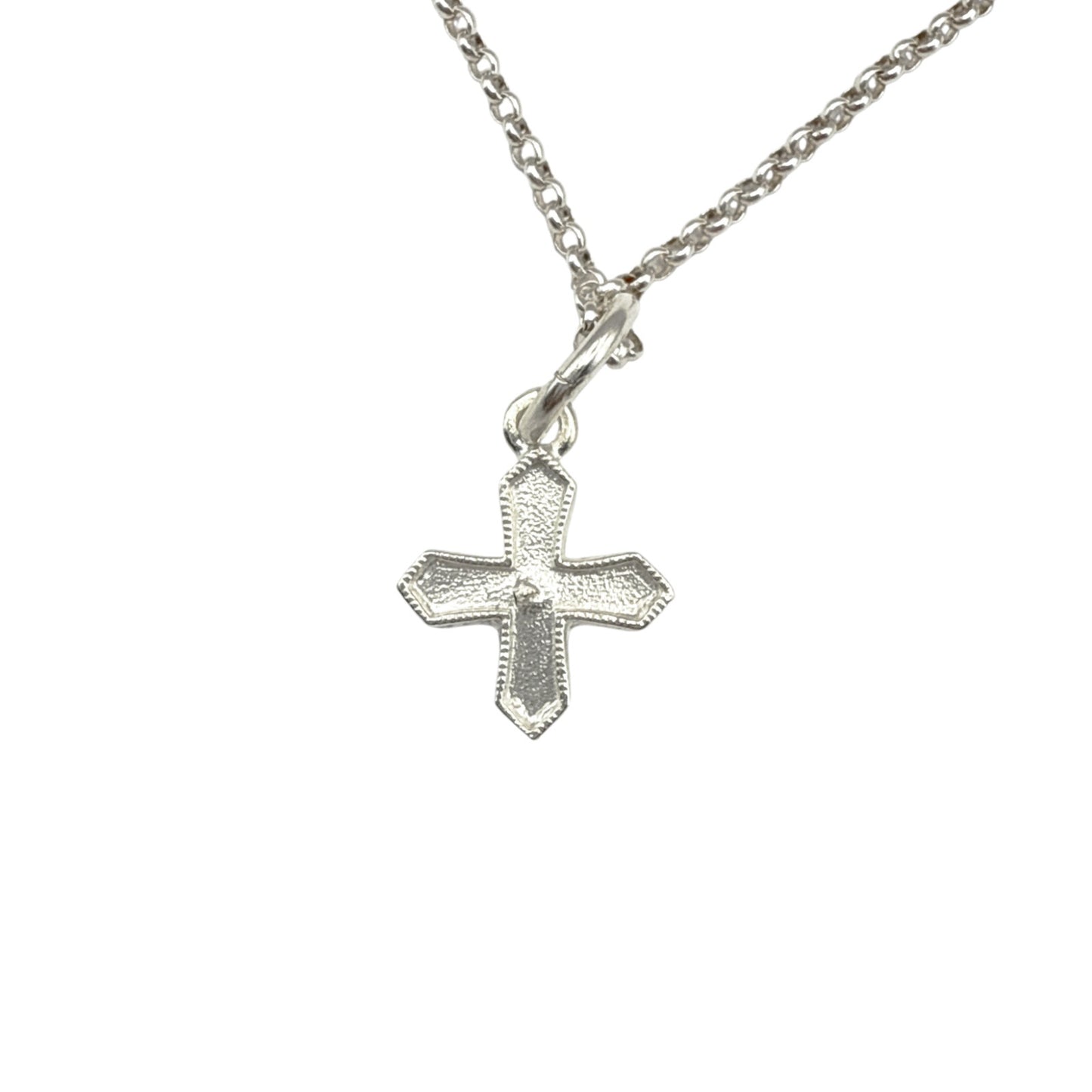 VIRGINS SAINTS & ANGELS VSA Peace Cross Charm SS Chain Necklace in Silver