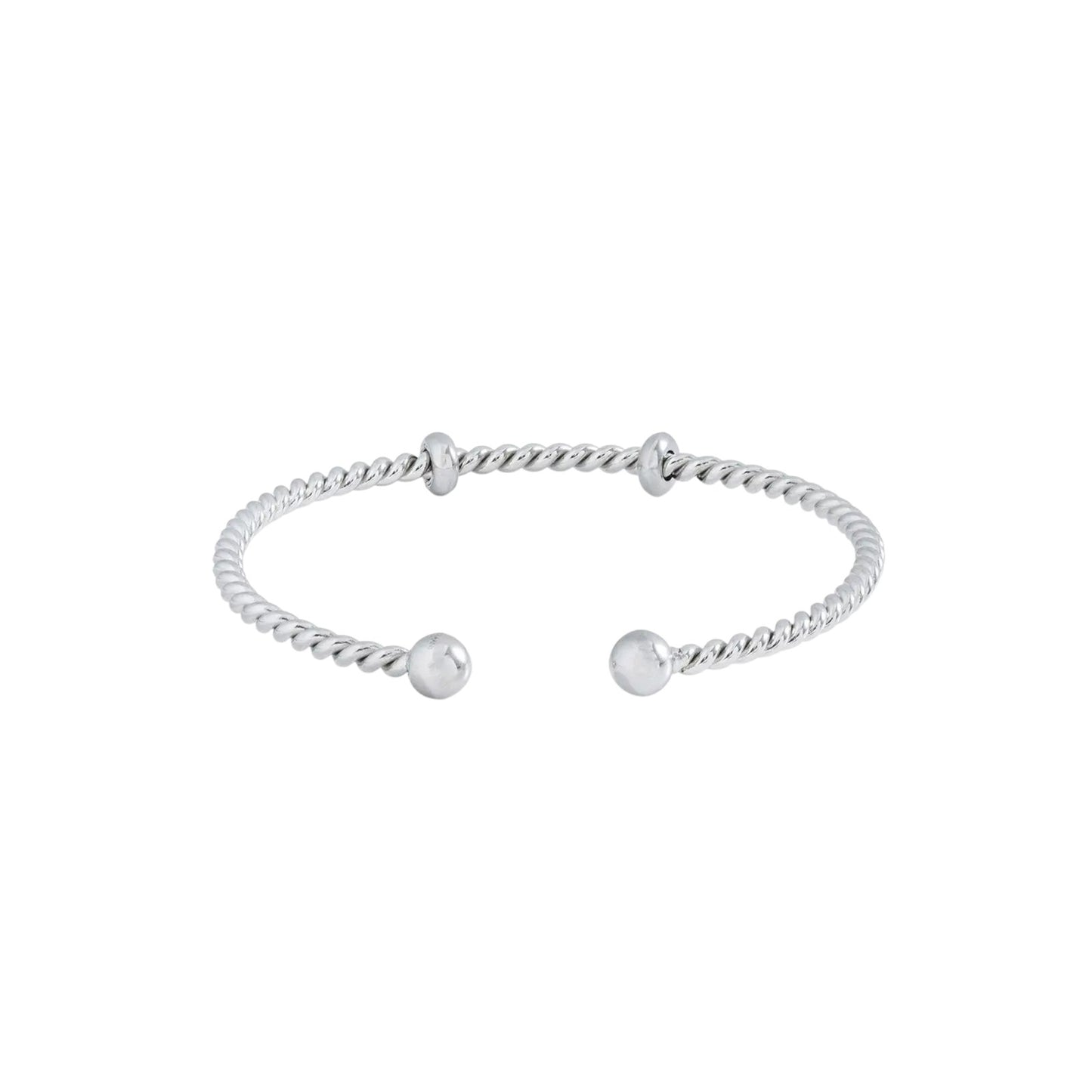 ALEX+ANI French Rope Charm Bracelet Cuff in Silver