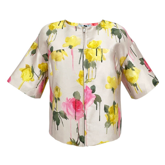 BLUMARINE Floral Silk Blend Evening Jacket IT40 | US4 XS