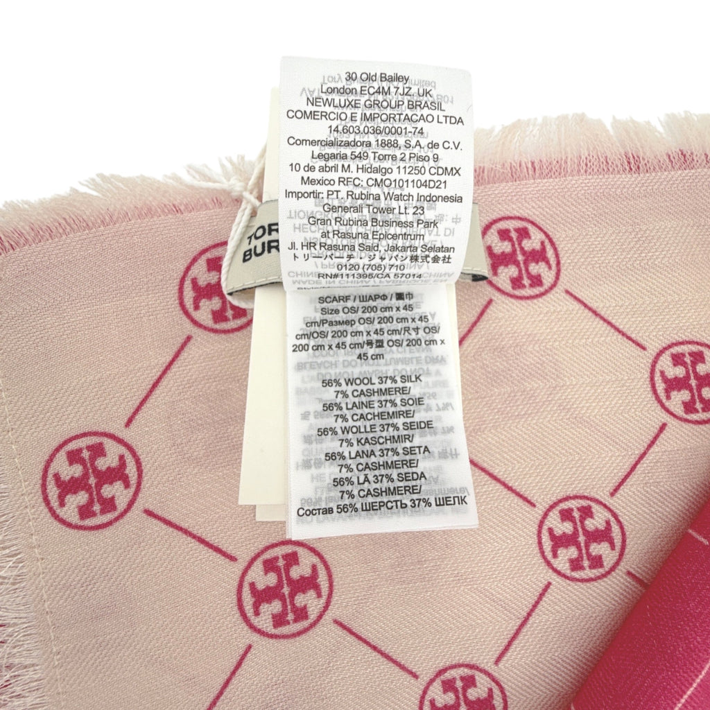TORY BURCH T Monogram Oblong Scarf in Pink Tory Burch