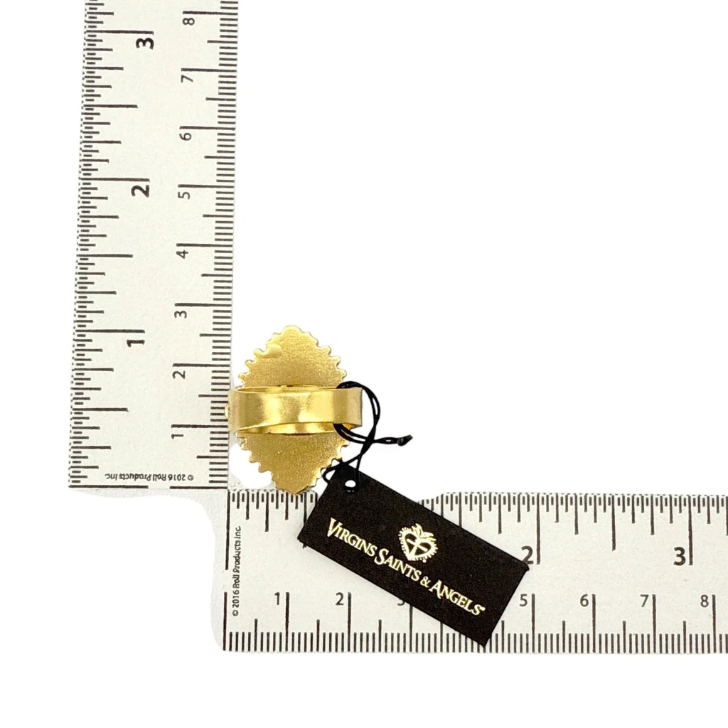 VIRGINS SAINTS & ANGELS VSA Petite Oval Cloister Fatima Ring in Gold 6 - flyKAMP