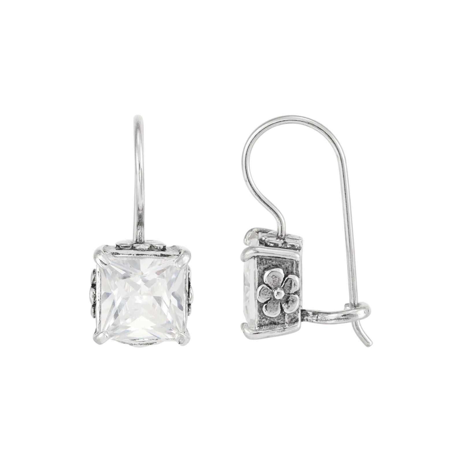 SILPADA Crystal Clear Silver Cubic Zirconia Drop Earrings