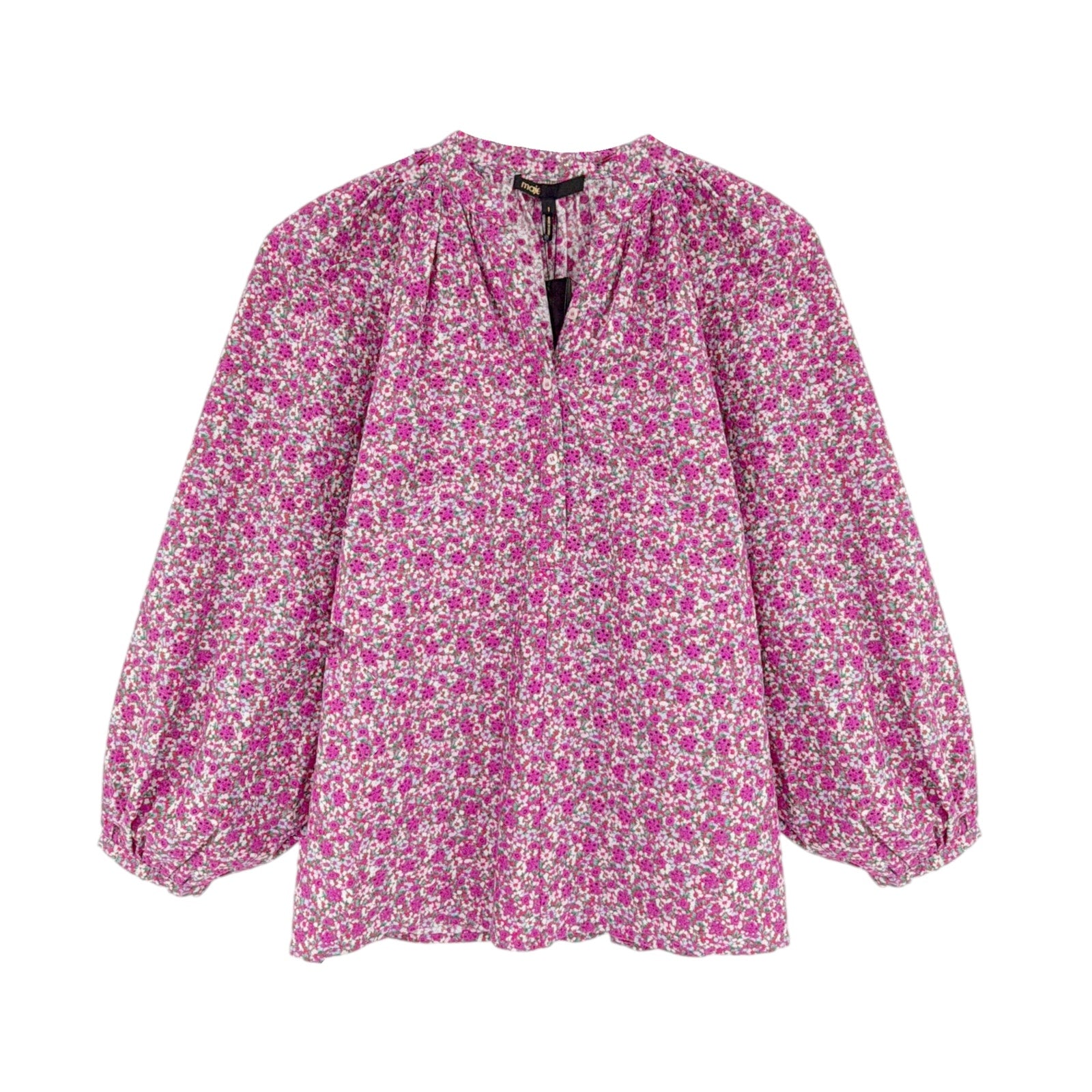 MAJE Floral Print Broderie Anglaise Cotton Blouse 1|S Maje