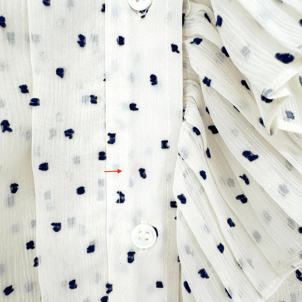 SANDRO Noelle Jabot Detail Swiss Dot Blouse 2|M - flyKAMP