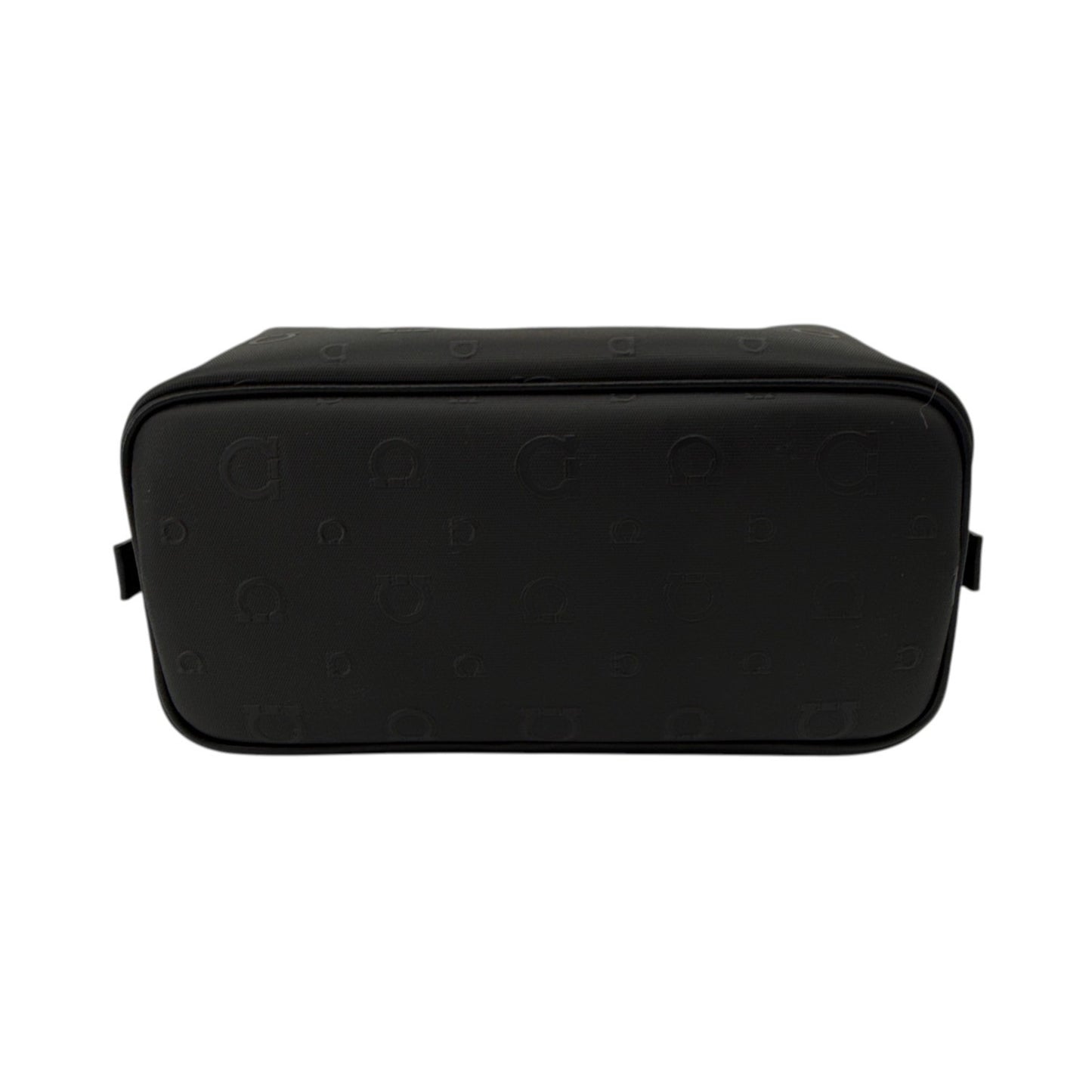 SALVATORE FERRAGAMO Gancini Embossed Toiletry Dopp Kit Bag in Black