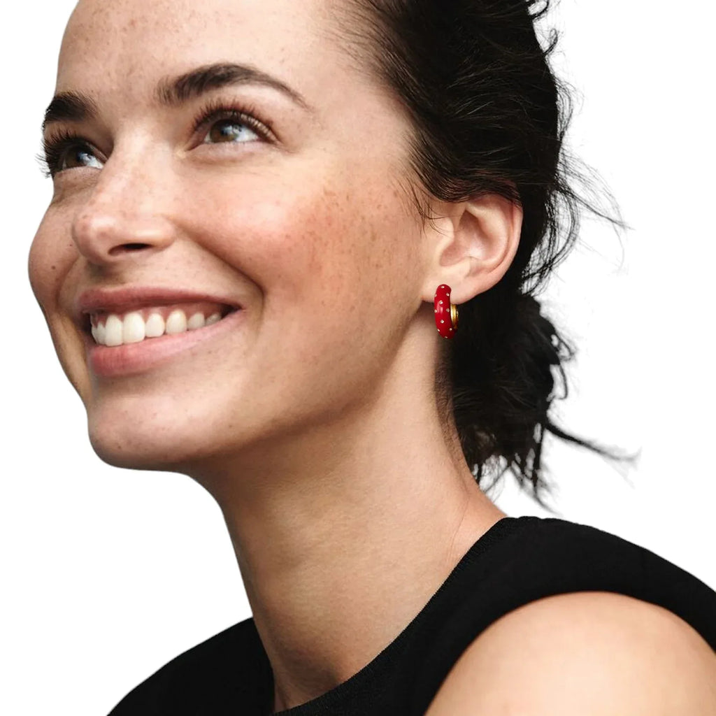 GORJANA Noel Shimmer Hoops in Gold & Red - flyKAMP