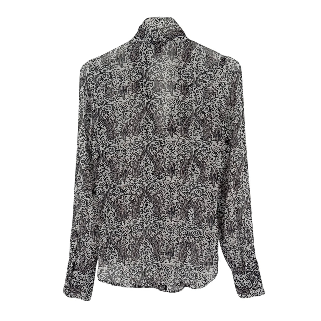 PAIGE Cleobelle Printed Femme Blouse in White/Rabbit/Rose-Santina Pais XS - flyKAMP