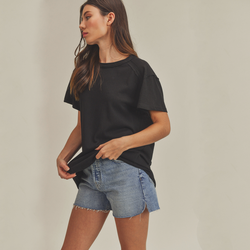 AEMI+CO Junie Top Tee in Black S AEMI+CO