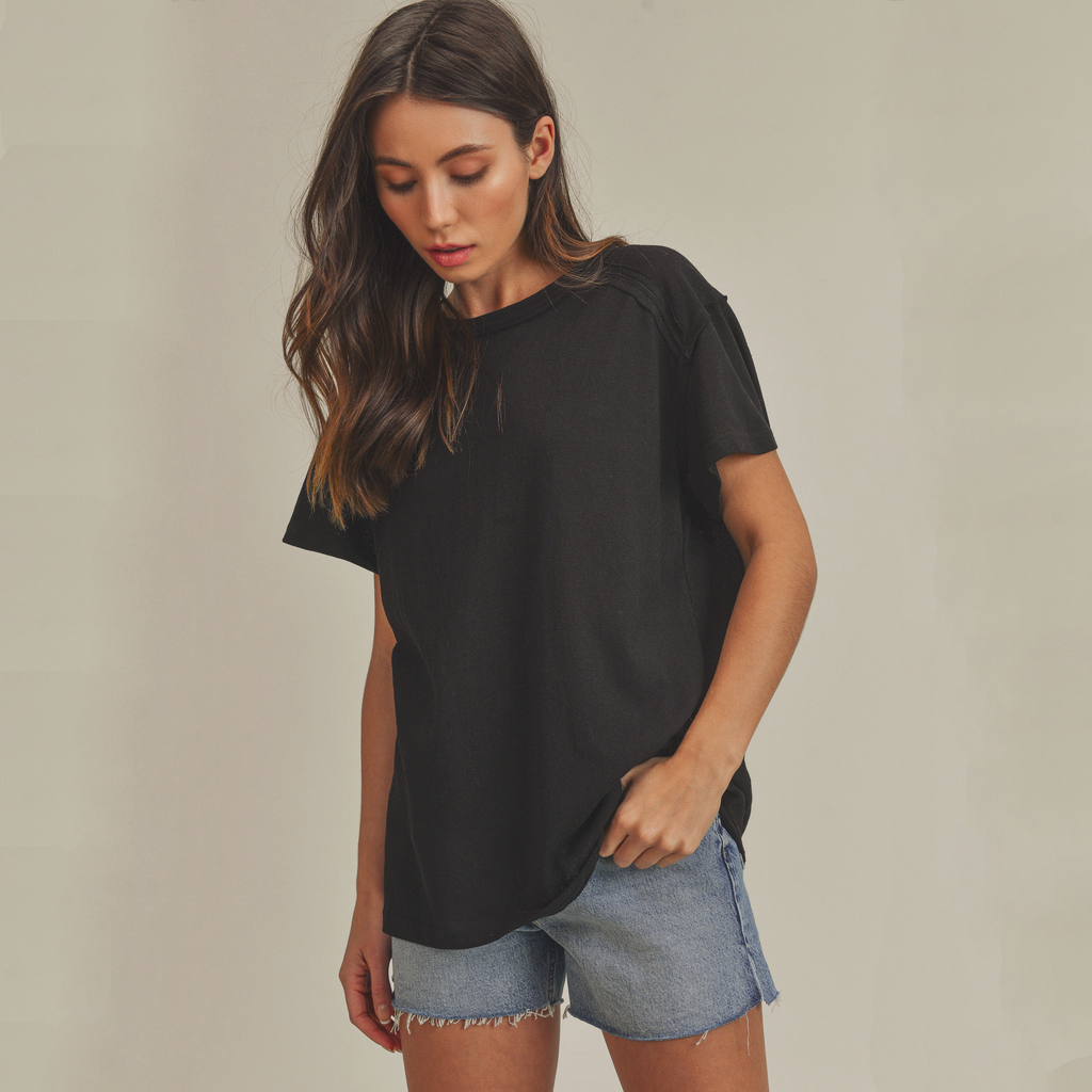 AEMI+CO Junie Top Tee in Black S AEMI+CO