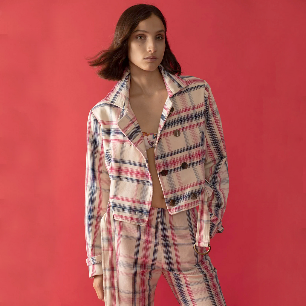 ALIX of BOHEMIA Domino Woven Plaid Jacket M Alix of Bohemia