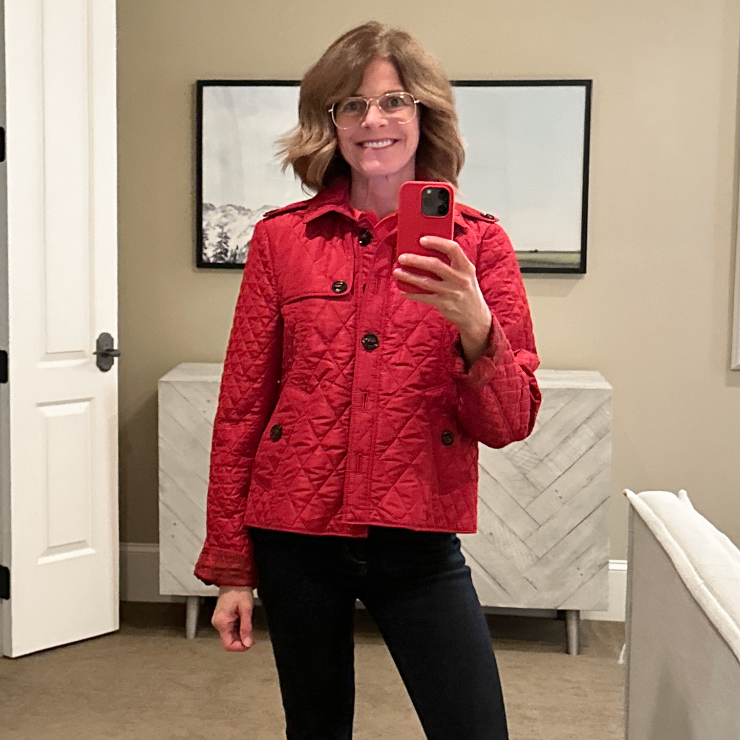 BURBERRY London Cropped Diamond Quilted Jacket in Red US10 | M