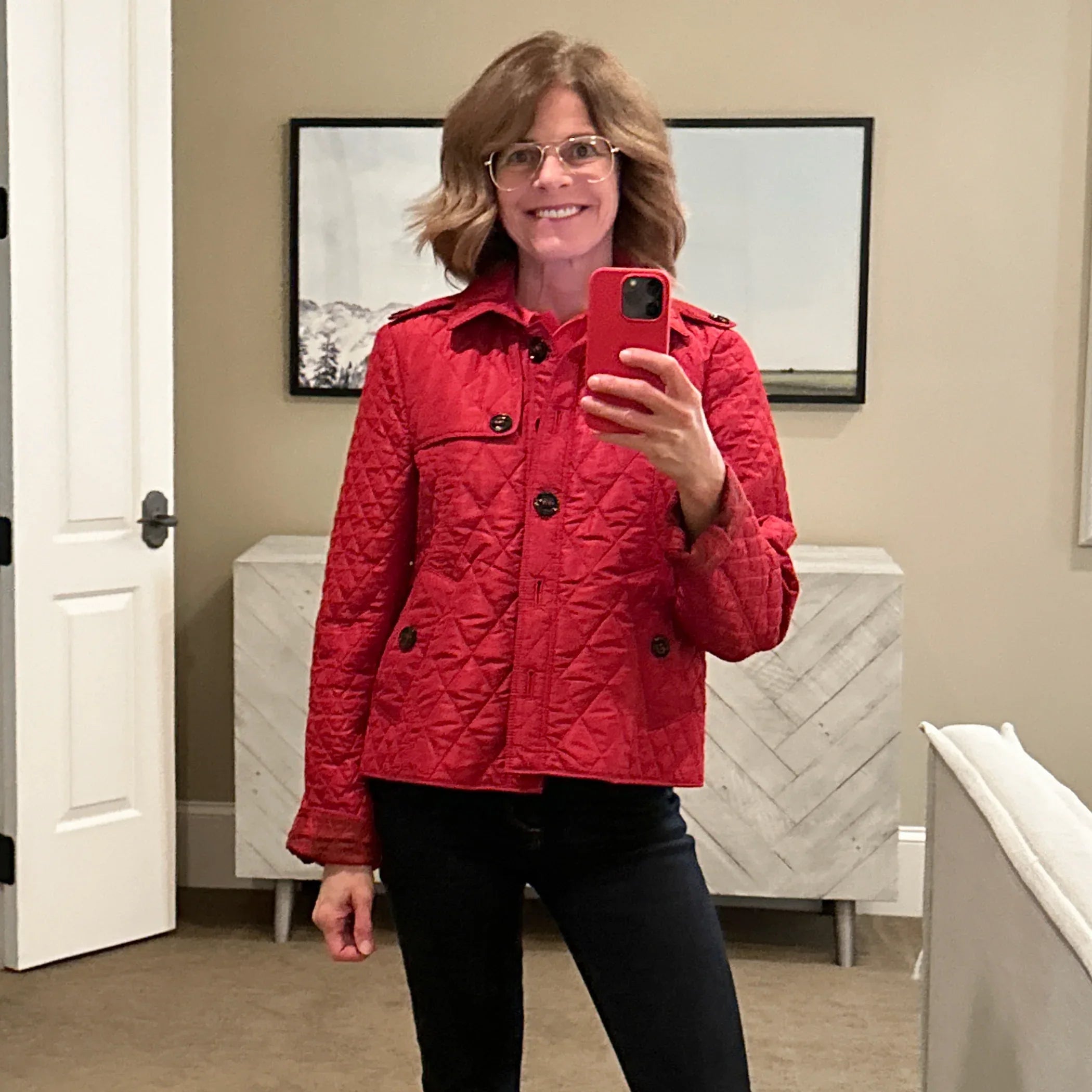 BURBERRY London Cropped Diamond Quilted Jacket in Red US10 | M - flyKAMP