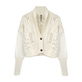 ANTHROPOLOGIE Balloon-Sleeve Twofer Cable-Knit Cardigan Sweater S Anthropologie