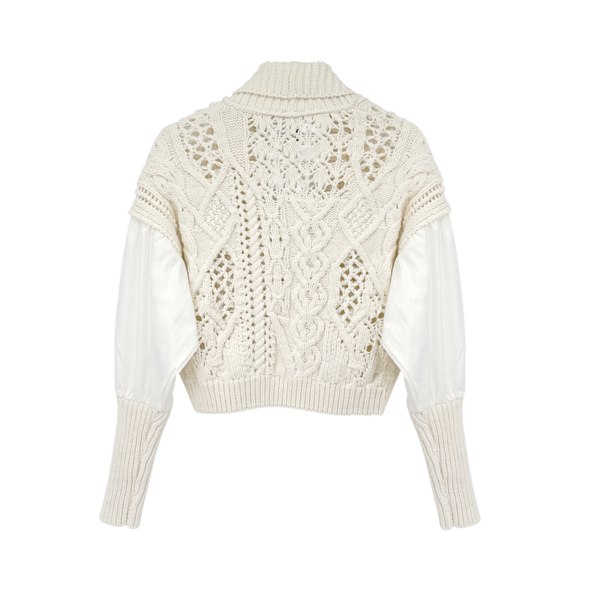 ANTHROPOLOGIE Balloon-Sleeve Twofer Cable-Knit Cardigan Sweater XS Anthropologie