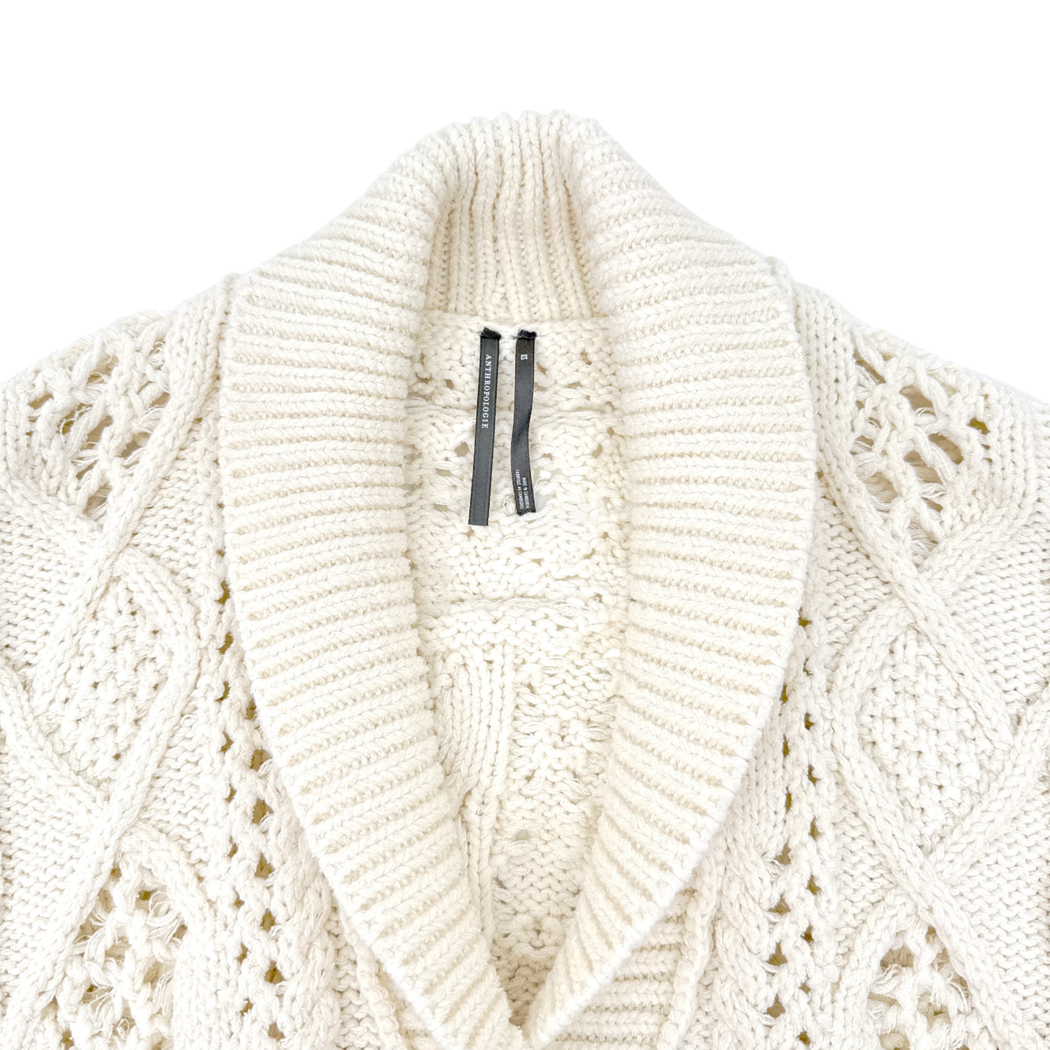 ANTHROPOLOGIE Balloon-Sleeve Twofer Cable-Knit Cardigan Sweater XS Anthropologie