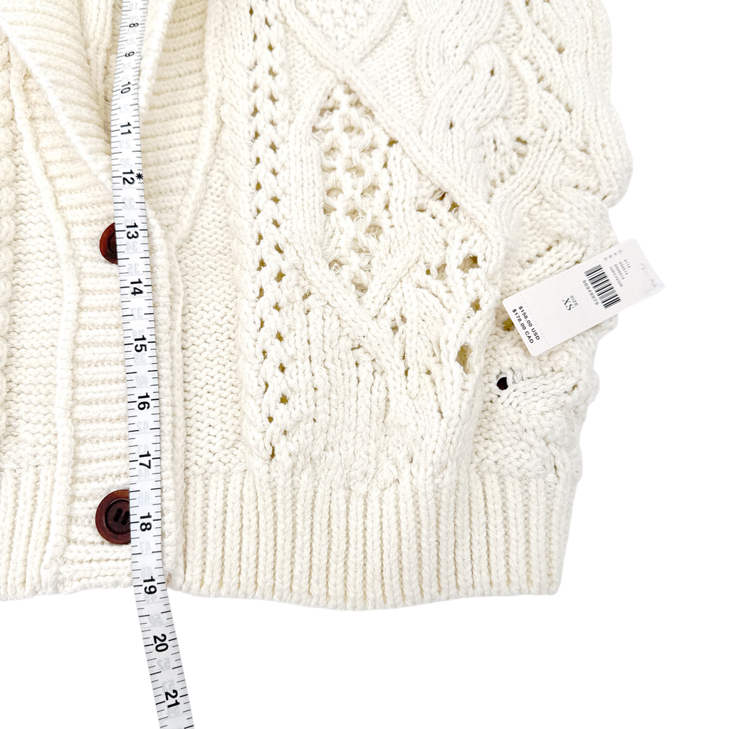 ANTHROPOLOGIE Balloon-Sleeve Twofer Cable-Knit Cardigan Sweater XS Anthropologie