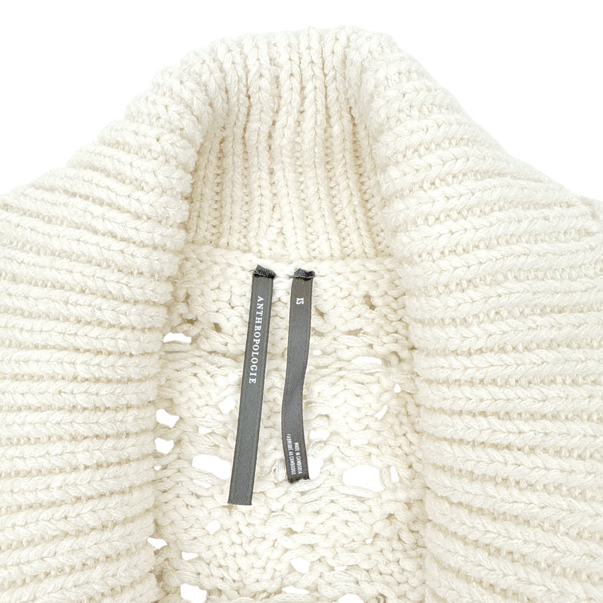ANTHROPOLOGIE Balloon-Sleeve Twofer Cable-Knit Cardigan Sweater XS Anthropologie