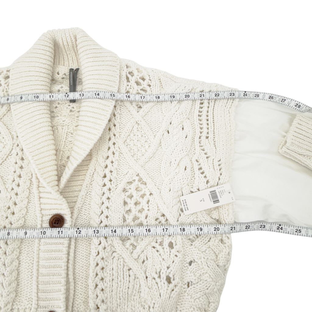 ANTHROPOLOGIE Balloon-Sleeve Twofer Cable-Knit Cardigan Sweater S Anthropologie