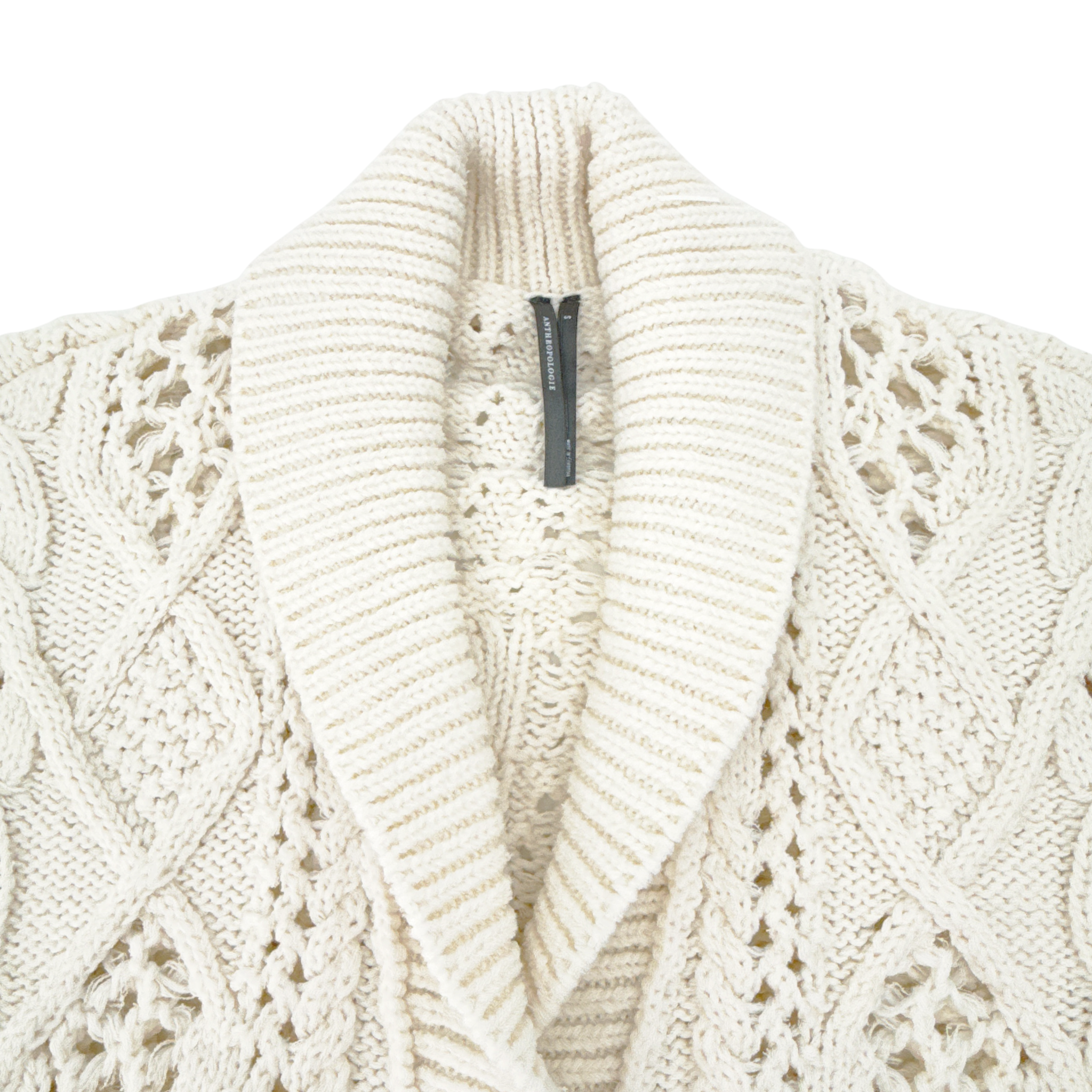 ANTHROPOLOGIE Balloon-Sleeve Twofer Cable-Knit Cardigan Sweater S Anthropologie