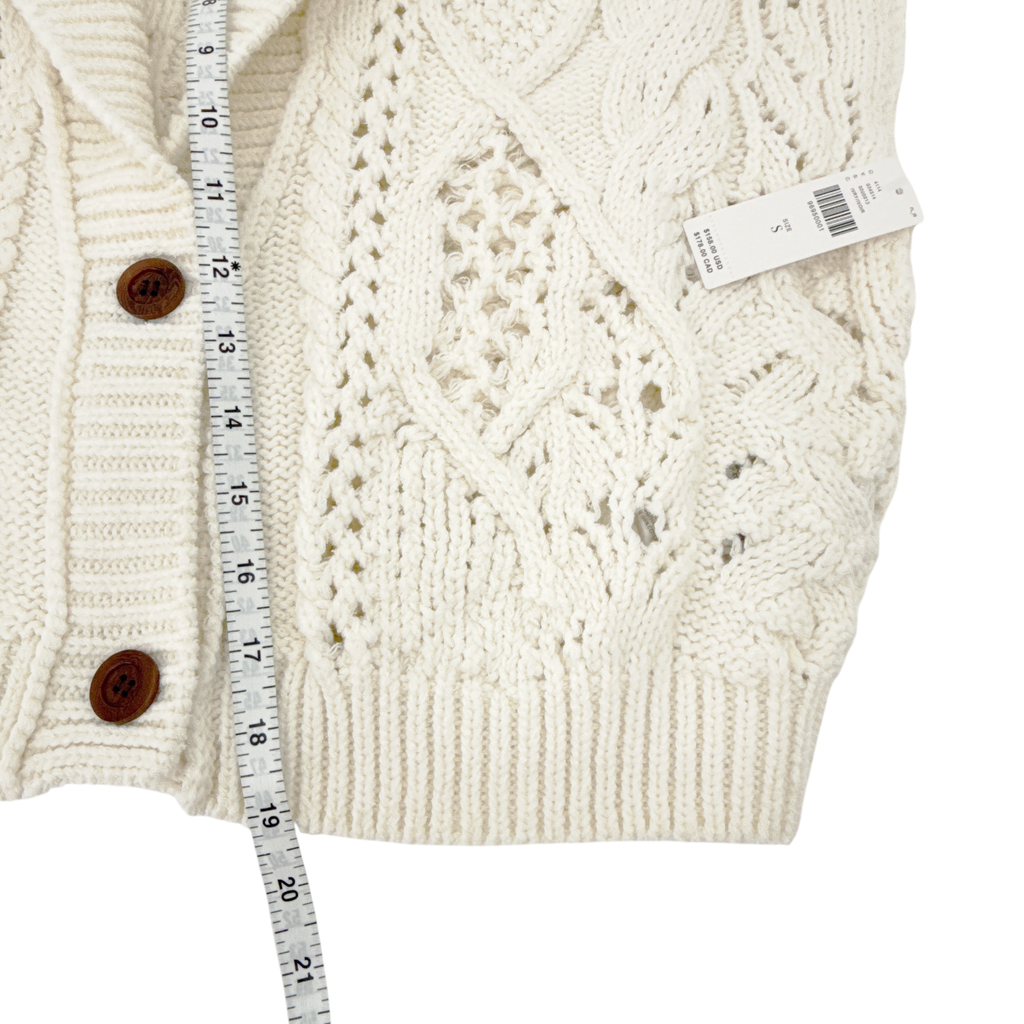 ANTHROPOLOGIE Balloon-Sleeve Twofer Cable-Knit Cardigan Sweater S Anthropologie