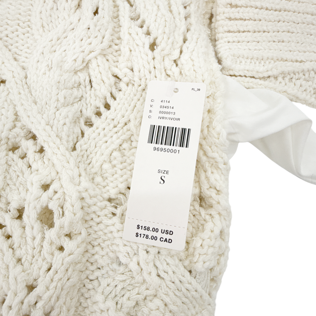 ANTHROPOLOGIE Balloon-Sleeve Twofer Cable-Knit Cardigan Sweater S Anthropologie