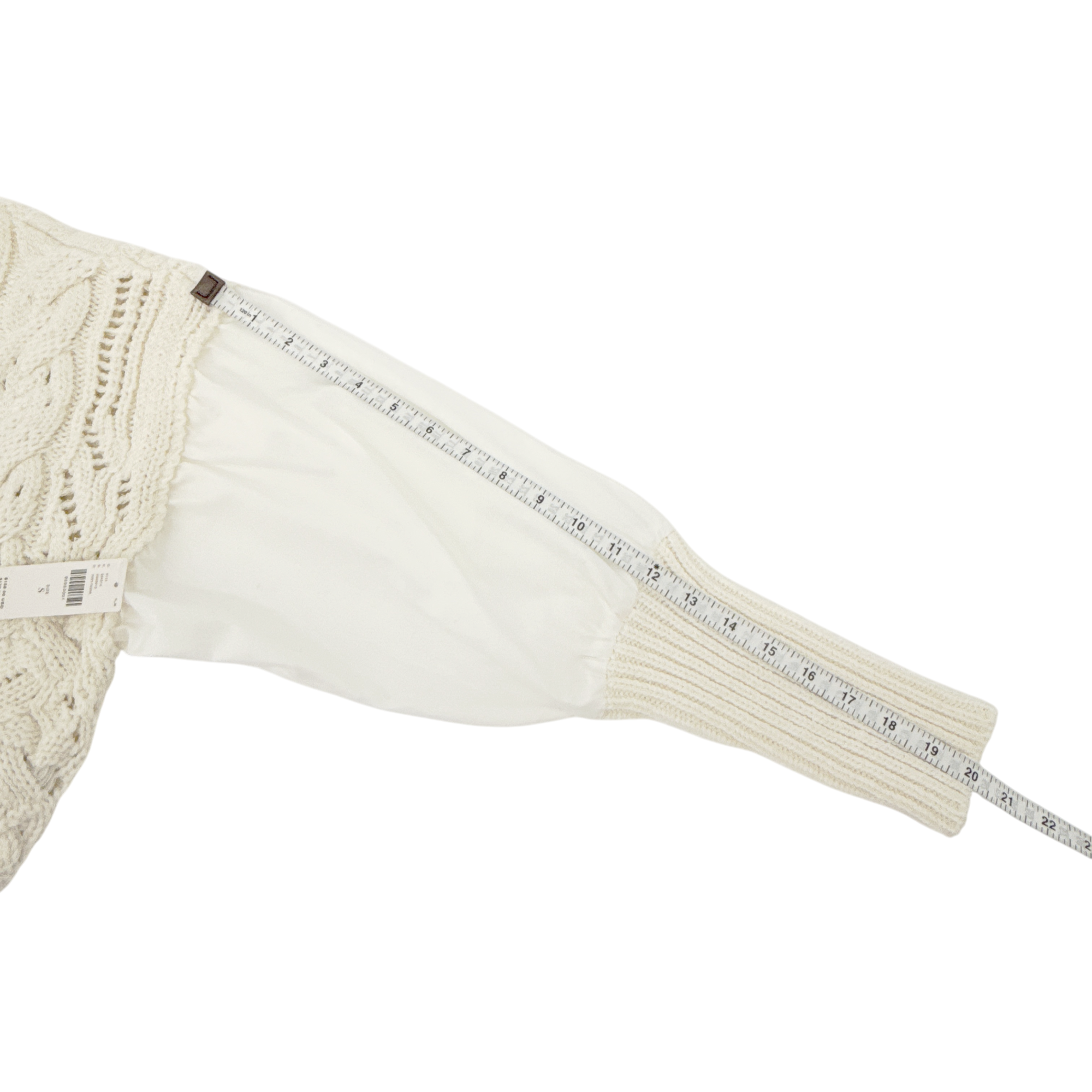 ANTHROPOLOGIE Balloon-Sleeve Twofer Cable-Knit Cardigan Sweater S Anthropologie