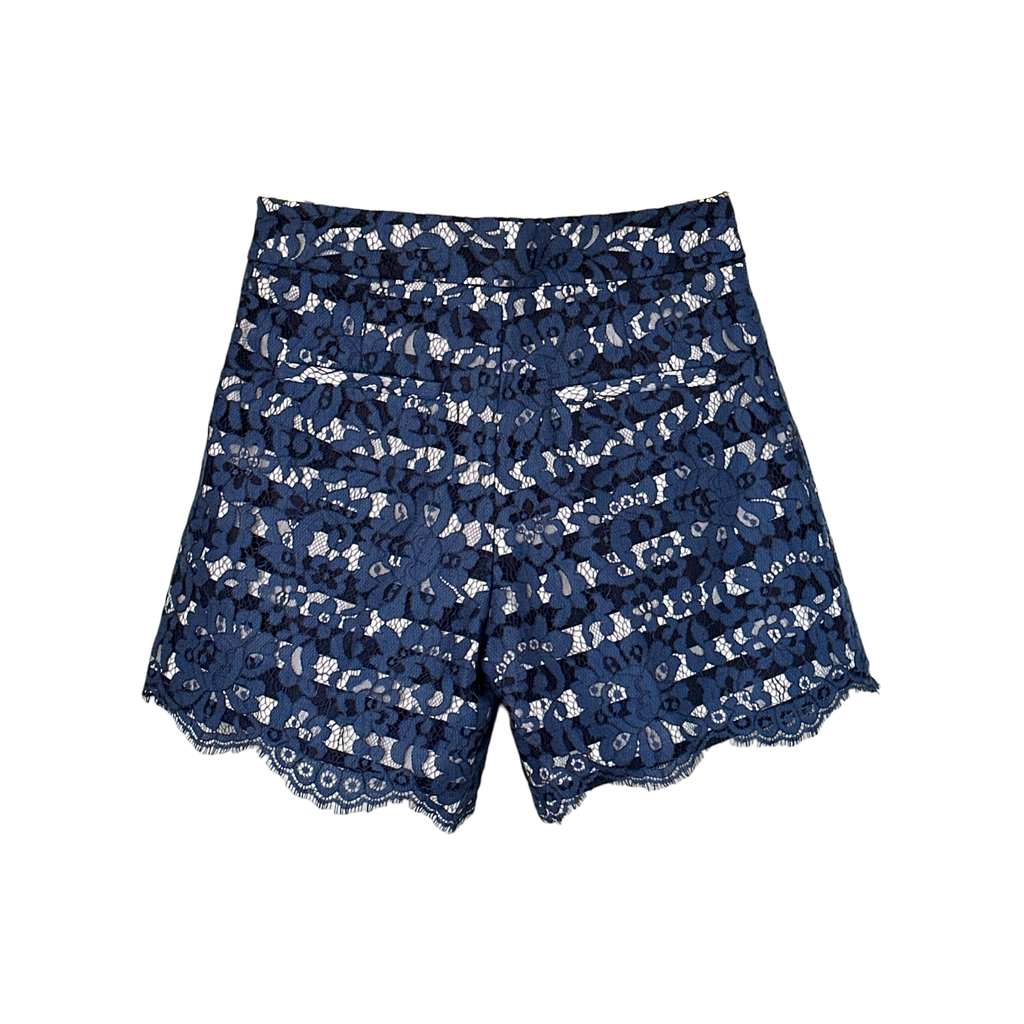 ANTHROPOLOGIE Cartonnier Scalloped Lacework Shorts in Navy 0 Anthropologie