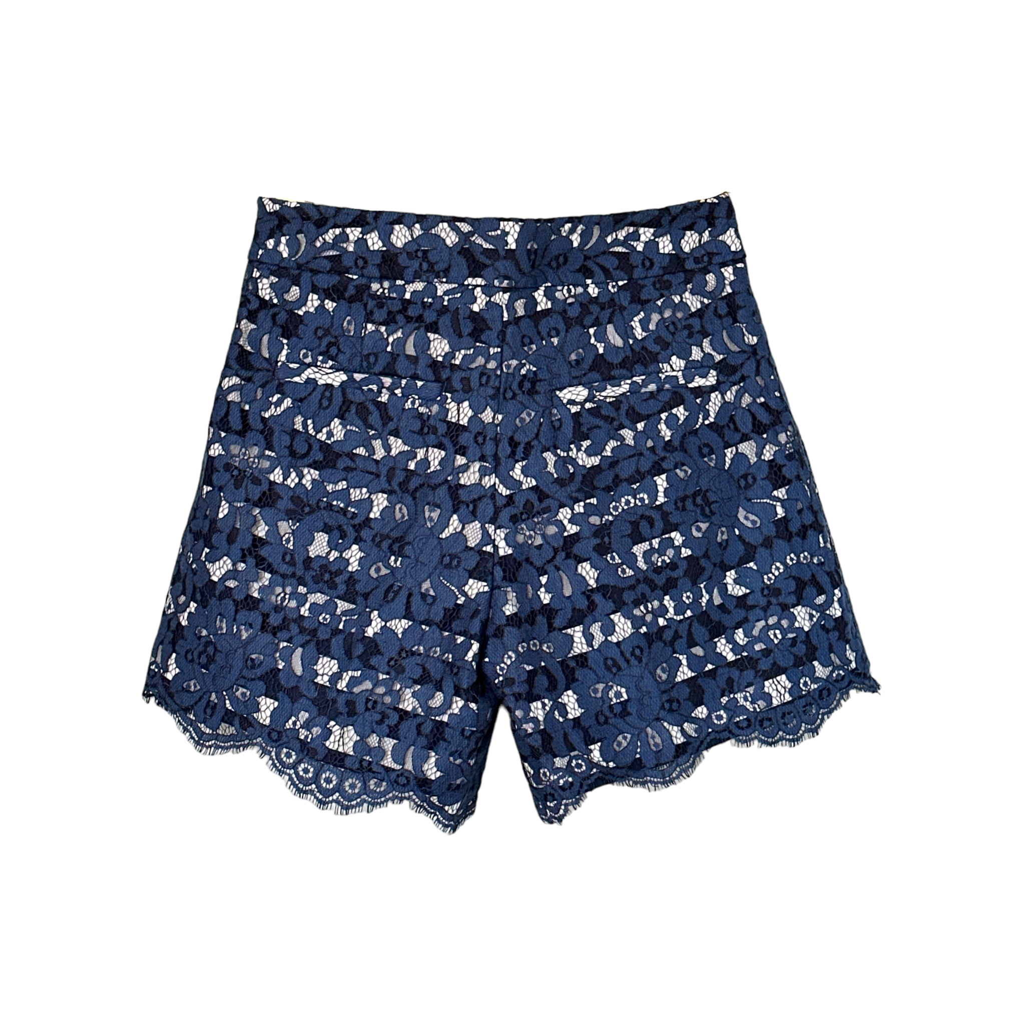ANTHROPOLOGIE Cartonnier Scalloped Lacework Shorts in Navy 0 Anthropologie