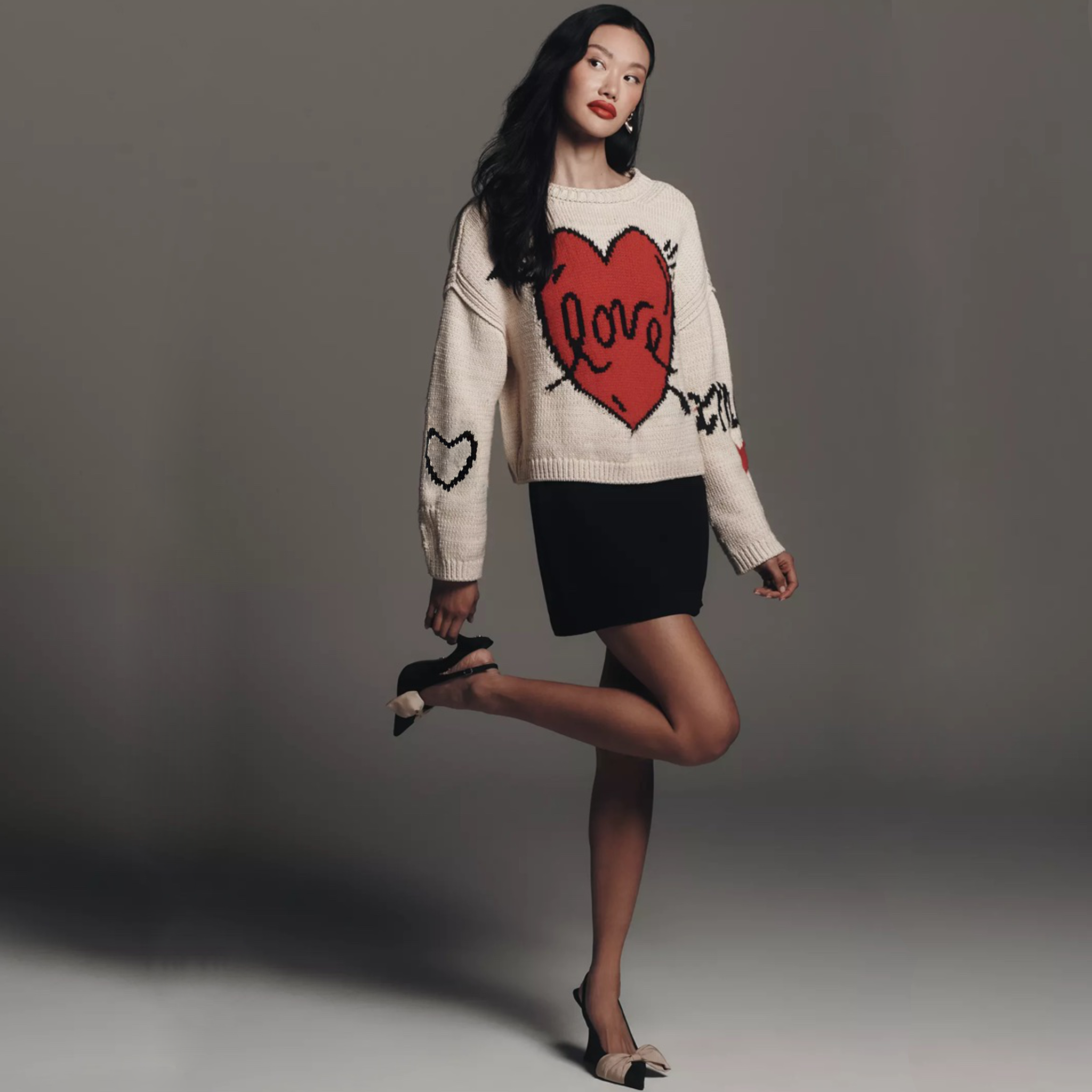 ANTHROPOLOGIE Maeve Lovestruck Long-Sleeve Crew-Neck Sweater XS Anthropologie