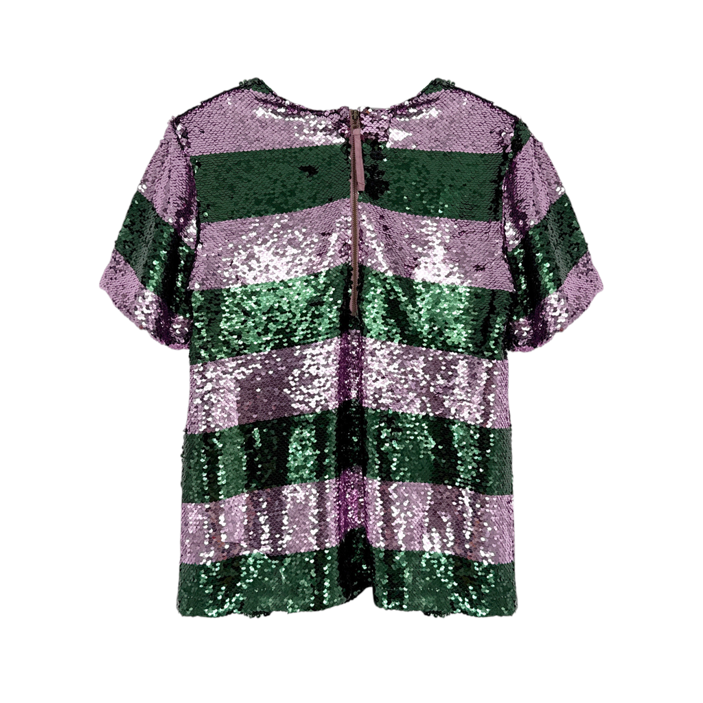 ANTHROPOLOGIE Maeve Short-Sleeve Sequin Striped Top S Anthropologie