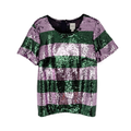 ANTHROPOLOGIE Maeve Short-Sleeve Sequin Striped Top S Anthropologie