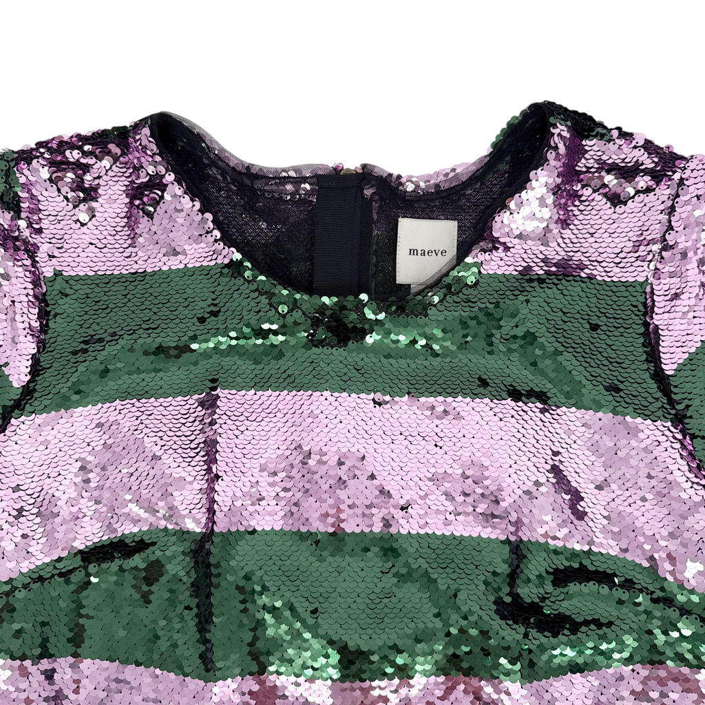 ANTHROPOLOGIE Maeve Short-Sleeve Sequin Striped Top S Anthropologie