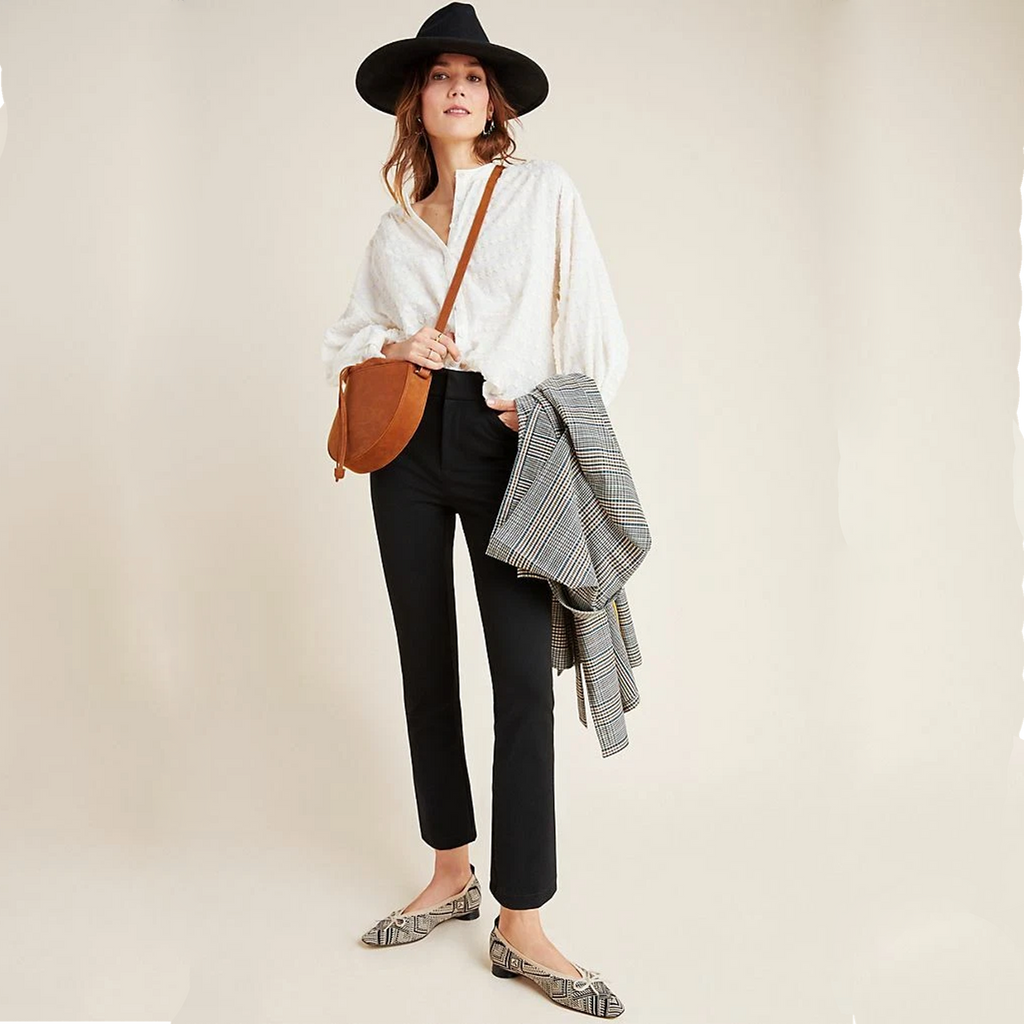 ANTHROPOLOGIE The Essential Collection Slim Tulip Hem Pant in Black 0