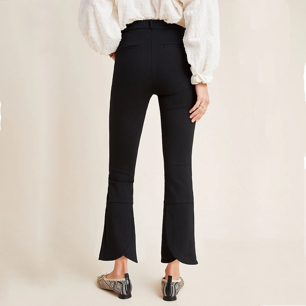 ANTHROPOLOGIE The Essential Collection Slim Tulip Hem Pant in Black 0 Anthropologie