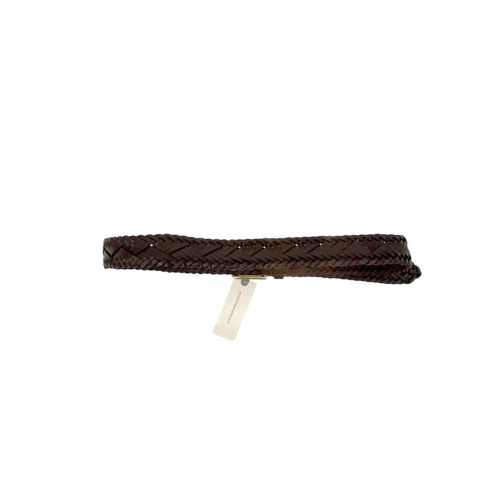 ANTHROPOLOGIE Woven Leather Belt in Brown S Anthropologie