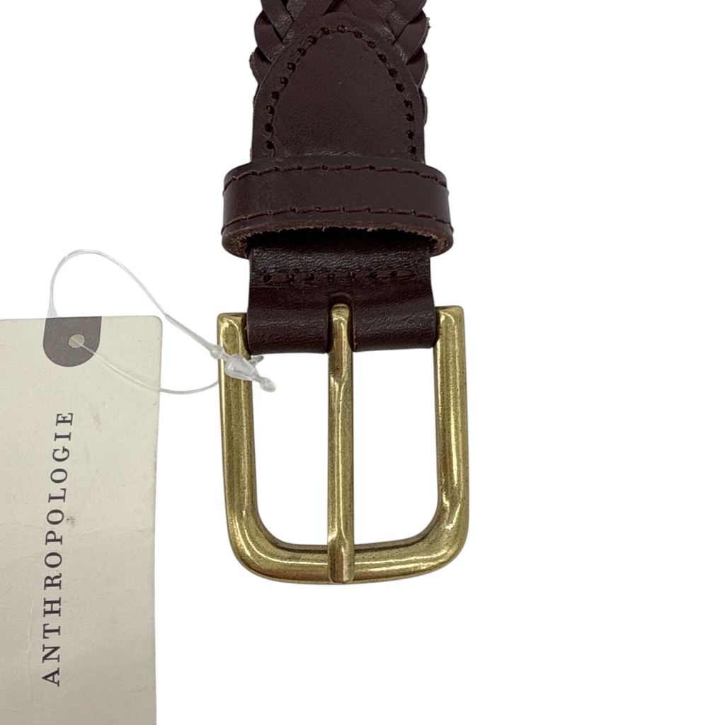 ANTHROPOLOGIE Woven Leather Belt in Brown S Anthropologie